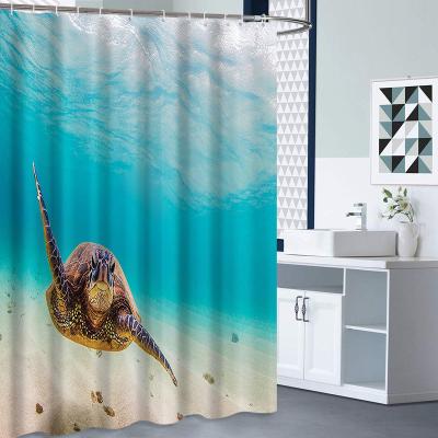 China Designer Custom Ocean Cartoon Viable Fish Printed 100% Polyester Waterproof 3D Shower Curtains For Bathroom for sale