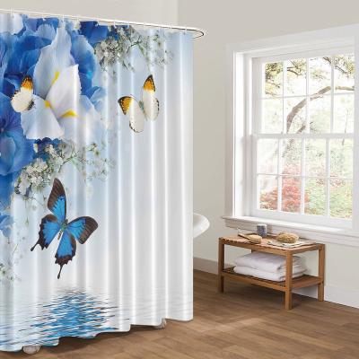 China Sustainable High Quality Color Digital Butterfly Printing Polyester Custom Size Waterproof Shower Curtain for sale