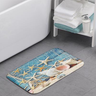 China Washable Custom Starfish Sea Anchor Pattern Water Absorption Thickness Durable Elastic Bath Mat Bathroom for sale