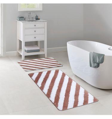 China Customized Geometric Line Washable Grid Slip Non Crowding Absorbent Bath Mat Door Mat for sale