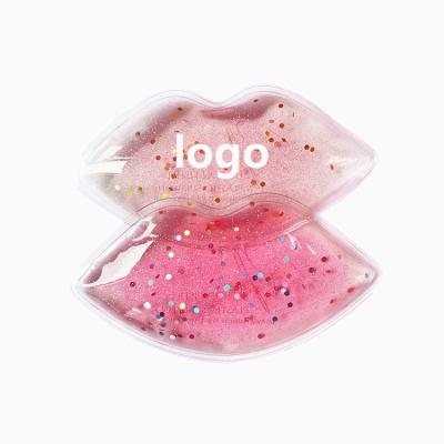 China Hot Mini Lip Shaped Cool Beauty PVC Gel Ice Pack Lip Shape Package With Glitter for sale