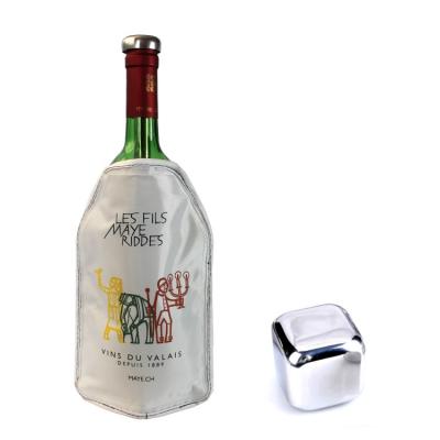 China Viable Logo Branded Insulated Wine Beer Bottle Cooler Single Serve Gel Pack Cooler Polyester Sleeve for sale