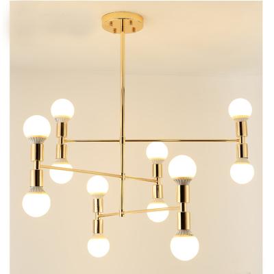 China Residential Modern Iron Hanging Light Fixtures E27 Luxury Gold Chandelier for sale