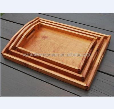 China Europe Set Of 3 Different Size Wooden Tray In Brown Color / Wooden Tray for sale