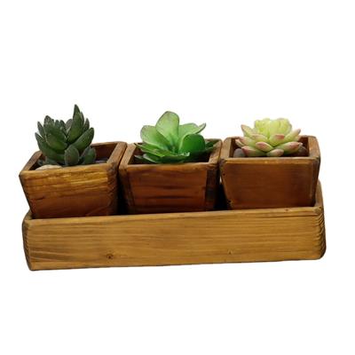 China Wholesale Custom Handmade Solid White Wooden Succulent Box Rectangle Planter Pot Wooden Box Storage for sale