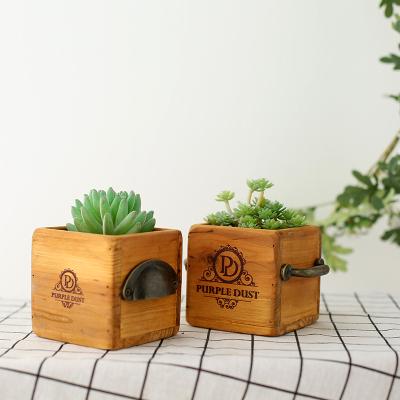 China Durable Wood Trug with Handle Wooden Succulent Planter Box for sale