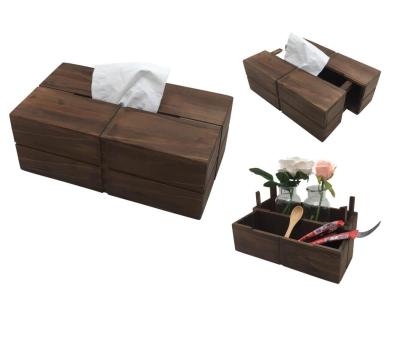 China Rustic universal tissue box / wooden box for storage / removable wooden box for sale