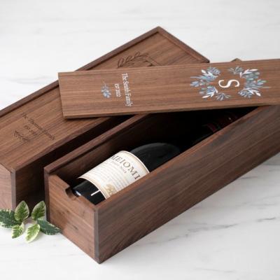 China Recyclable Personalized Engraved Wooden Wine Box Wedding Anniversary Gift for sale