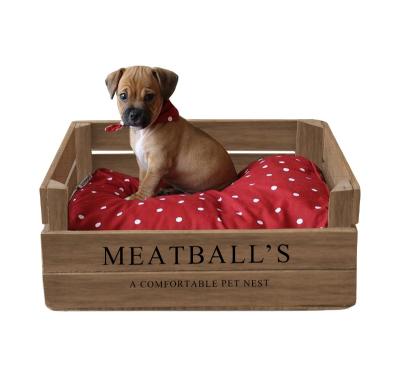 China Sustainable Rustic Wooden Pet Beds Dog Beds for sale