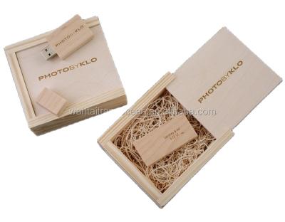 China Small Handmade Wooden USB Packaging Box for sale