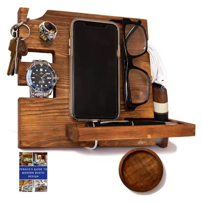 China Wooden Docking Station Men and Organizer Viable Nightstand Phone Docking Station - Wooden for Men Stands and Storage Holders Wood 3-7 Days for sale