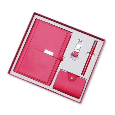 China Hot Sale Business A5 Eco-friendly Paper Notebook With Gift Box Card Holder Key Chain Diary Gift Set In Stock for sale