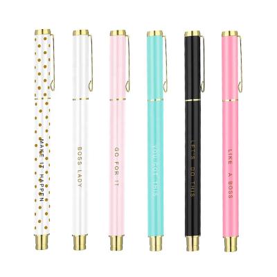 China office & Custom Office Lady School Pen Logo White Metal Ballpoint Pen Pink Pen Gift For Women for sale