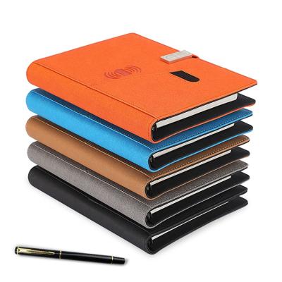 China Custom wireless hardcover a5 diary charging notebook with power bank for sale