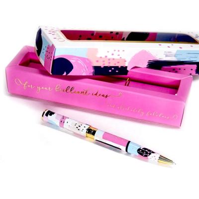 China Popular Promotional Pen Office Lady Lovely Custom Your Design Pen Rose Color Heat Transfer Metal Ball Pen With Gift Box for sale