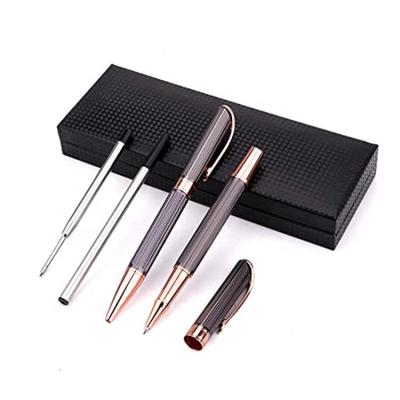 China office & School Pen Custom Logo Mounted Rollerball Pen Metal Gold Engraved Gift Luxury Pen Set For Men for sale