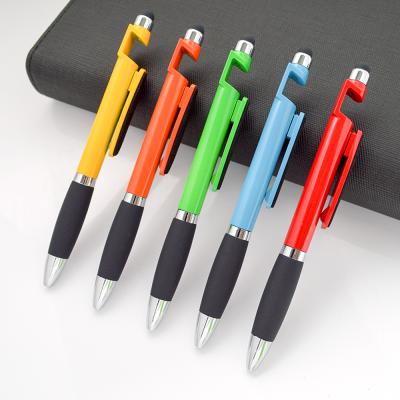 China Promotional pen 4 in 1 multifunctional stylus ballpoint pen for touch screens, phone holder, screen cleaning. for sale