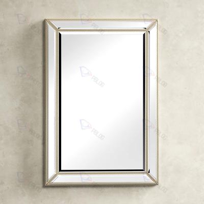 China Wholesale Handcrafted Silver Wall Mirrors Edge Framed Modern Decor For Bed Room Decorative Mirrors for sale