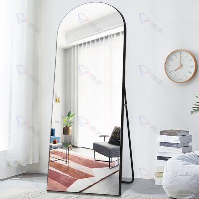 China Contemporary Decorative Black Framed Silver Bevel Wholesale Wooden Mirrors Floor Mirror for sale