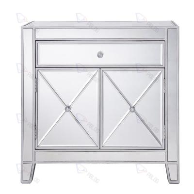 China Modern Luxury Home Furniture Wardrobe Modern Luxury 2 Drawer Mirrored Bedside Mirrored Wardrobe for sale