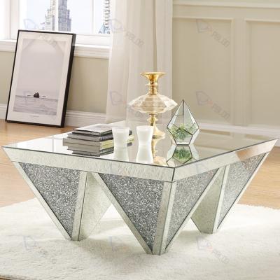 China Modern luxury rectangular mirrored coffee table living room furniture set luxury modern mirrored coffee table for sale