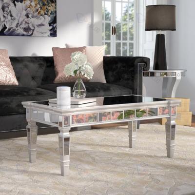 China Modern Cheap Luxury Rectangular Mirrored Glass Coffee Table Furniture Modern Mirrored Coffee Table for sale