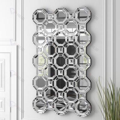 China Handcrafted Silver Glass Beveled Mirror Rectangle Decorative Living Room Wall Mirrors Decor Wall for sale