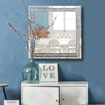 China Durable Wall Mirror Square Shaped Fancy Style For Living Room Diamond Wall Mirror Decoration for sale