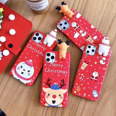 China 3D Cartoon Light Dolls TPU Christmas Soft Phone Case For Coque Phone for sale