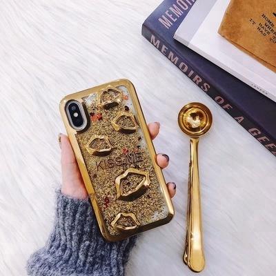 China Mobile Phone Protector Lip Quicksand Mobile Phone Accessories Phone Case For iPhone for sale