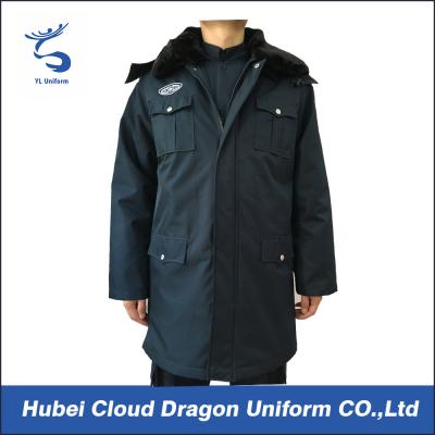 China Winter Fur Collar Long Law Enforcement Outerwear For Security Guard / Police for sale