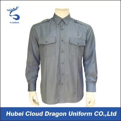 China Light Blue Poplin Military Tactical Shirts 65% Poly 35% Cotton With7 Button Placket for sale