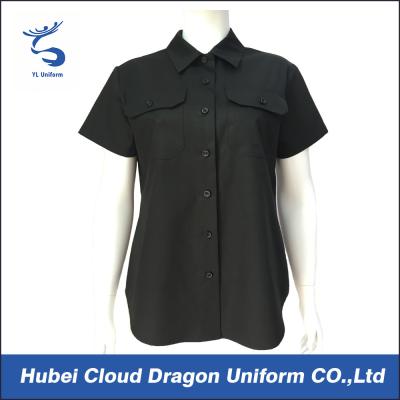 Cina Camice di signora Black Short Sleeve Work, camice militari di stile per le donne in vendita