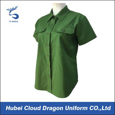 China Camisas de vestir cortas de la manga de las mujeres de las camisas verdes del oficial de policía para el trabajador en venta