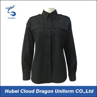 China Camisas militares de encargo del negro del poliéster del algodón/manga larga de las camisas del trabajo para las mujeres en venta