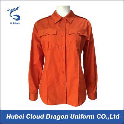 China Orange Twill Women Military Tactical Shirts , Police Long Sleeve Work Shirts for sale