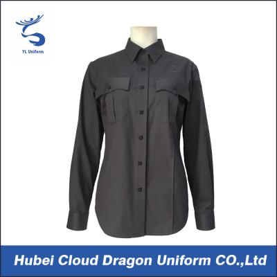 China Grey Cotton Poly Poplin Military Tactical Shirts Police Officer Shirts For Women for sale