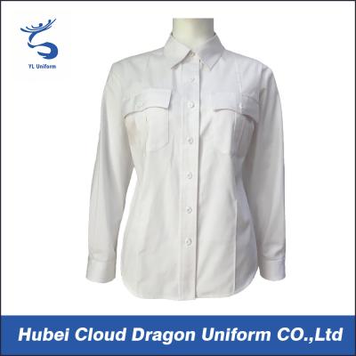 China Off White Women's Long Sleeve Work Shirts Long Sleeve For Security Guard / Police for sale