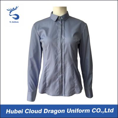 China OEM Lady Light Blue Cotton Security Guard Shirts , Long Sleeve Work Shirts For Women for sale