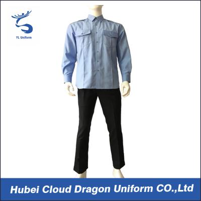 China Breathable Blue Long Sleeve Security Shirt Uniform For Security Guards for sale