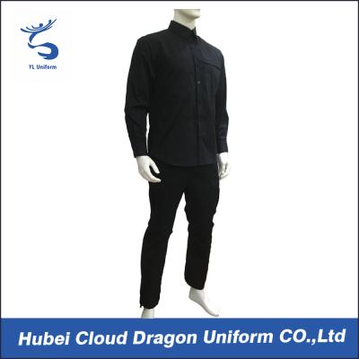 China Custom Black Poplin Twill Police SWAT Uniforms Long Sleeve For Police Officer for sale