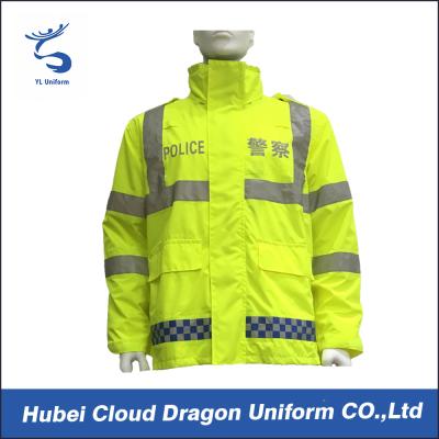 China Chaquetas calientes de la fuerza de la policía de tráfico de la prenda impermeable reflexiva del amarillo hola en venta