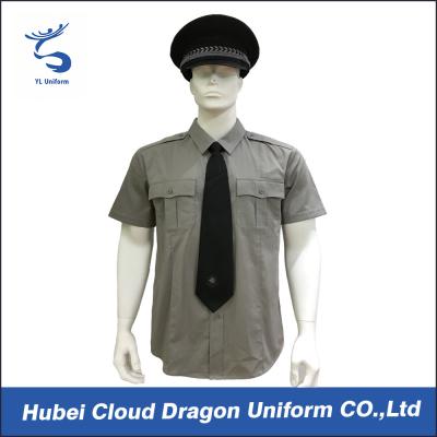 China Men / Women Long Sleeve Security Guard Shirts With 100% Cotton Materials , Dark Grey Color for sale