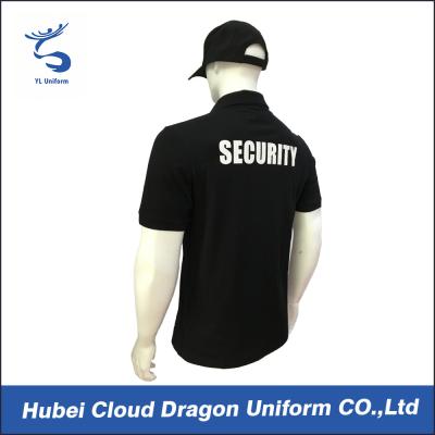 China CVC schwarzes Sicherheits-T-Shirt/das Polo-Hemden der Männer mit Taschen, Stickerei-/Druck-Logo zu verkaufen