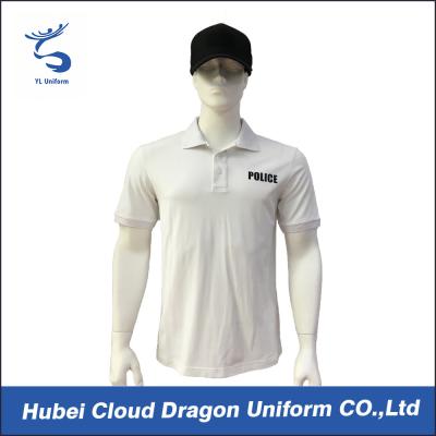 China El color blanco modificó las camisetas del guardia para requisitos particulares de seguridad para los hombres, logotipo del bordado/de la insignia en venta