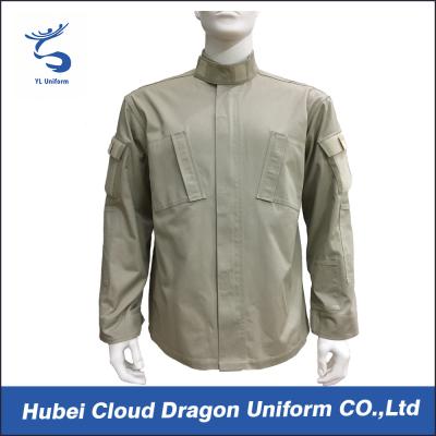 China Beige Twill Long Sleeve Work Shirts / Mens Military Shirt With Many Pockets , CNAS Approved for sale