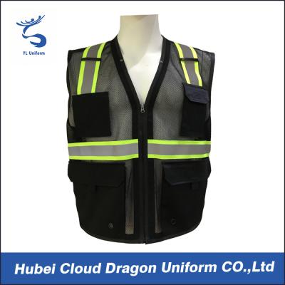 China Sleeveless Reflective Tape Security Guard Vest 100% Polyester OEM & ODM for sale