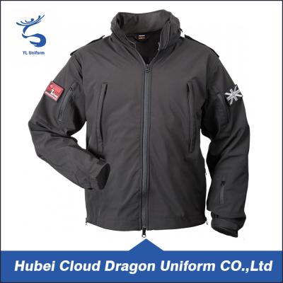 China Water Resistant Black Softshell Security Guard Uniform Jackets Mens Workwear for sale