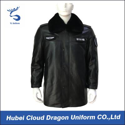 China Warm Men Genuine Leather Tactical Winter Jacket , Security Winter Jackets With Heavy Fur for sale