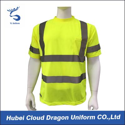 China Lemon Birdseye Short Sleeve Safety Law Enforcement T Shirts With Reflective Tape for sale